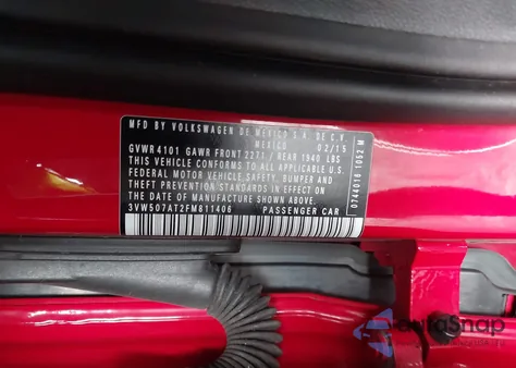 2015 Volkswagen Beetle 1.8T from USA, damaged, VIN 3VW507AT2FM811406